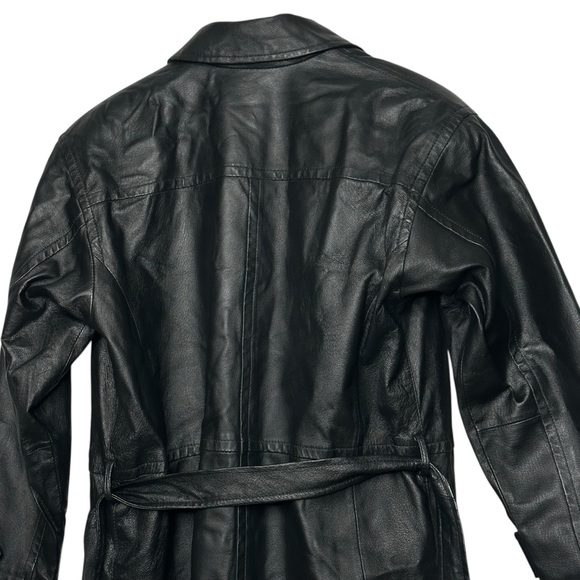 Bagatelle Vintage Y2K Women's Black Leather longline  Jacket Size 10 - Picture 7 of 12